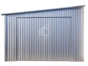 Garaż Blaszany 4,5x9m - Brama Uchylna - drzwi - Srebrny - Dach Spad w bok  ID620