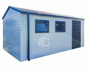 Schowek - Domek Ogrodowy 4x5m - Drzwi - 2x Okno - Biały - Antracyt - Rynny - Dach dwuspadowy ID650