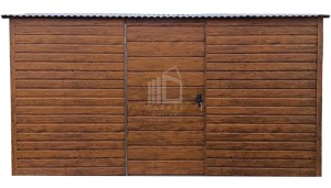 Schowek - Domek Ogrodowy 4x3m Drzwi - okno - jasny orzech - drewnopodobny - dach dwuspadowy  ID762
