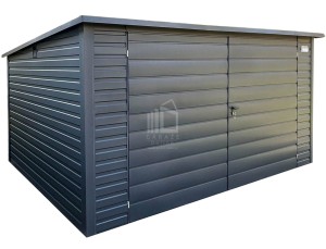 Schowek - Domek ogrodowy 4x3m - Brama dwuskrzydłowa - antracyt - dach spad w tył ID782