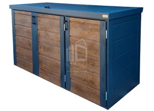 Zabudowa koszy na śmieci wiata śmietnikowa obudowa kubłów 207x80x120 cm 3x240L antracyt + jasny orzech ID869