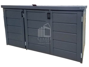 Zabudowa koszy na śmieci wiata śmietnikowa obudowa kubłów 207x80x120 cm 3x240L antracyt ID3450