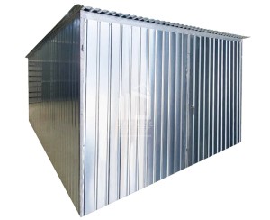 Garaż blaszany 3x5m - brama dwuskrzydłowa - ocynk - dach spad w tył ID1089