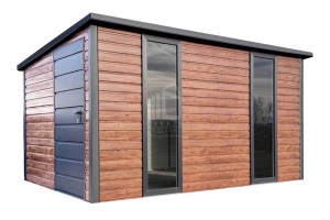 Schowek - domek ogrodowy PREMIUM 3x2 m - drzwi - 2 x okno - drewnopodobny - dach spad w tył ID1111  