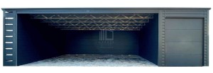 Wiata samochodowa 6x6m - Garaż blaszany 2,5x6m - wiata 0,5m - brama segmentowa - wzmocnienie pod fotowoltaikę - antracyt - dach spad w tył  ID1138