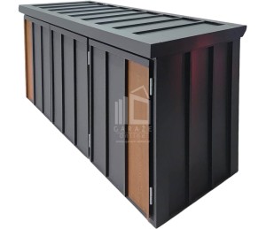 Zabudowa koszy na śmieci wiata śmietnikowa obudowa kubłów 177x65x110 cm 3x120L antracyt + jasny orzech ID1150