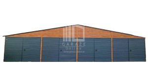 GARAŻ BLASZANY 12m x 6m dwuspad - 4x Brama dwuskrzydłowa - złoty dąb + antracyt ID134  12x6