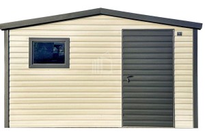Schowek - domek ogrodowy 4x2m - drzwi - okno - biały - antracyt - dach dwuspadowy ID1162