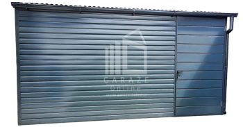 SCHOWEK - DOMEK OGRODOWY 4m x 3m spad przód - drzwi - antracyt grafit ID177 4x3