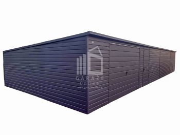 GARAŻ BLASZANY 15m x 6m - spad tył - Brama uchylna + drzwi antracyt ID202 15x6
