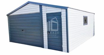 GARAŻ BLASZANY 5m x 6m poziom - Brama + drzwi + okno - antracyt + biały ID205 5x6