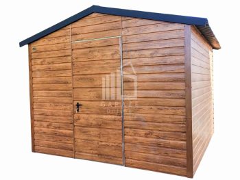 SCHOWEK - DOMEK OGRODOWY 3m x 3m DWUSPAD - drzwi - drewnopodobny ciemny orzech ID212 3x3