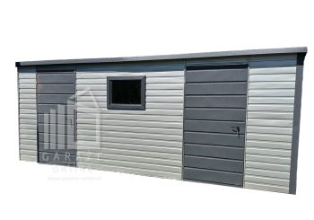 SCHOWEK - DOMEK OGRODOWY 6m x 2m spad tył - 2x drzwi + okno - srebrny + antracyt ID282 6x2