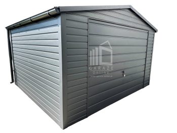 GARAŻ BLASZANY 4m x 5m - Brama uchylna + rynny - Antracyt  ID406 4x5
