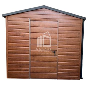 SCHOWEK - DOMEK OGRODOWY 3m x 2m DWUSPAD - drzwi -rynny -  drewnopodobny  jasny orzech ID433 3x2