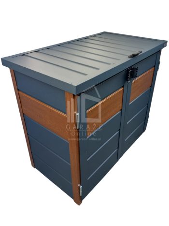 Zabudowa koszy na śmieci wiata śmietnikowa obudowa kubłów 120x65x110 cm 2x120L antracyt + złoty dąb ID497