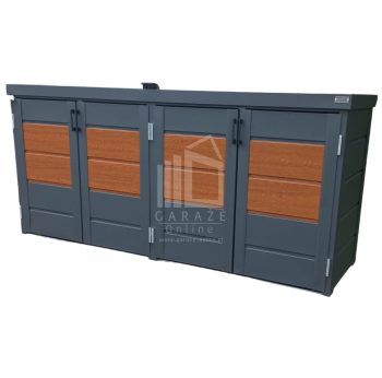 Zabudowa koszy na śmieci wiata śmietnikowa obudowa kubłów 235x65x110 cm 4x120L antracyt + jasny orzech ID502