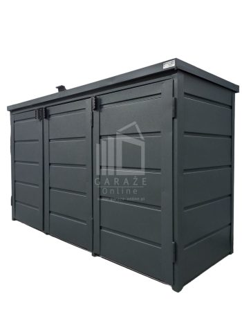 Zabudowa koszy na śmieci wiata śmietnikowa obudowa kubłów 207x80x120 cm 3x240L antracyt ID504