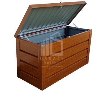 Skrzynia ogrodowa metalowa kufer 150x60x70cm złoty dąb ID526