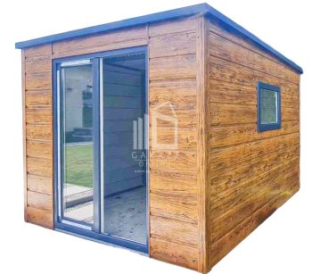 Schowek - Domek Ogrodowy PREMIUM 2,5x2,5m - Okno - Jasny Orzech - Antracyt - Drewnopodobny - Dach spad w tył  ID608