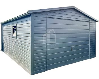 Garaż Blaszany 4x5,5m - Brama uchylna - Okno - antracyt - Rynny - Dach Dwuspadowy ID675