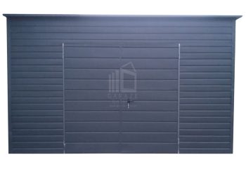 Garaż blaszany  4x5m - brama dwuskrzydłowa - 2x okno - antracyt - rynny dach spad w tył  ID759