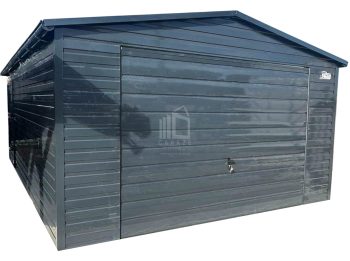 Garaż blaszany 4,5x6m - Brama uchylna - antyracyt - rynny - dach dwuspadowy ID767
