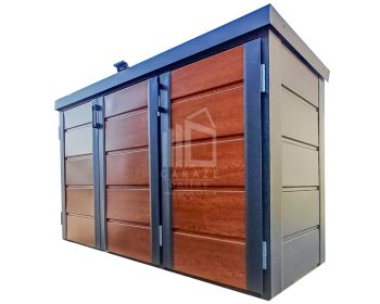Zabudowa koszy na śmieci wiata śmietnikowa obudowa kubłów 207x80x120 cm 3x240L Antracyt - Jasny Orzech ID868