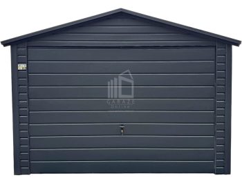 Garaż blaszany 3,5x6m - Brama uchylna - Antracyt - dach dwuspadowy ID887
