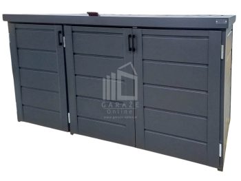 Zabudowa koszy na śmieci wiata śmietnikowa obudowa kubłów 207x80x120 cm 3x240L antracyt ID3450