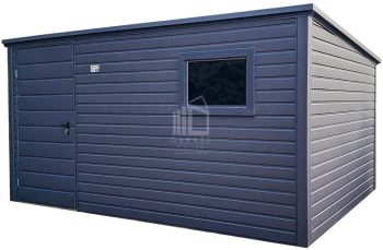 Schowek - domek ogrodowy 3,5x2,5m - Drzwi - okno - antracyt - dach spad w tył ID970