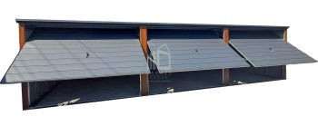 Garaż blaszany 9x5m - 3x brama - ciemny orzech - drewnopodobny - antracyt - dach spad w tył  ID990