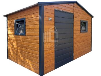 Schowek - domek ogrodowy 3x2m - drzwi - 2x okno  - jasny orzech - drewnopodobny - dach dwuspadowy ID998
