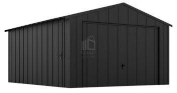 Garaż blaszany 4x5m - brama uchylna - drzwi - blacha na rąbek - dach dwuspadowy ID1003