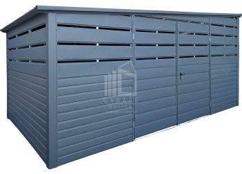 Wiata śmietnikowa - Schowek 4,5x2m - brama dwuskrzydłowa - Antracyt - dach spad w bok ID1023