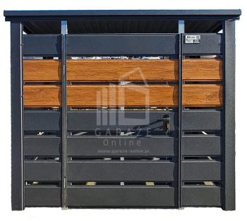 Wiata śmietnikowa 1,5x0,7m Antracyt + jasny orzech - spad w tył ID1024
