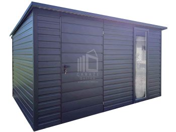 Schowek - Domek 3,5x2m - drzwi - okno - antracyt - rynna - dach spad w tył ID1044