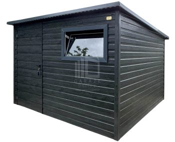 Schowek - domek ogrodowy 3x2m - drzwi - okno - sosna norweska - drewnopodobny - dach spad w tył - rynna ID1053