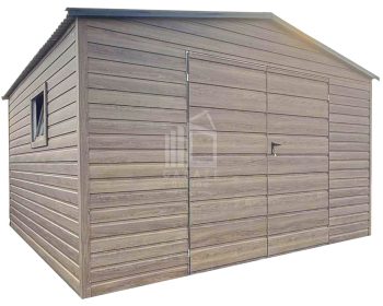 Schowek - domek ogrodowy 4x3m - brama dwuskrzydłowa  - okno - winchester - drewnopodobny - dach dwuspadowy  ID1055
