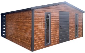 Schowek - domek ogrodowy PREMIUM 4x3m - drzwi - 2 x okno - złoty dąb - drewnopodobny - dach dwuspadowy - rynny ID1113