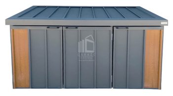 Zabudowa koszy na śmieci wiata śmietnikowa obudowa kubłów 177x65x110 cm 3x120L antracyt + jasny orzech ID1151