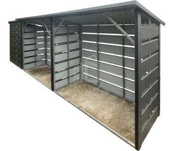 Drewutnia 5x1m - Wiata Śmietnikowa - antracyt - dach spad w tył - ścianka działowa ID1161