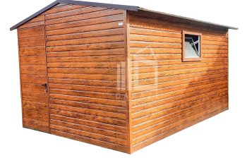 SCHOWEK - DOMEK OGRODOWY 3m x 4m dwuspad - drzwi + okno - drewnopodobny jasny orzech  ID153 3x4