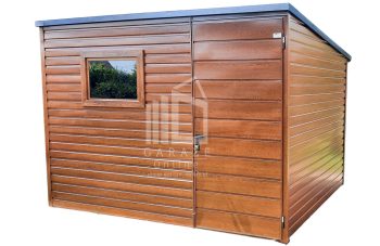 SCHOWEK - DOMEK OGRODOWY 3m x 2m spad tył okno + drzwi - drewnopodobny złoty dąb ID154 3x2