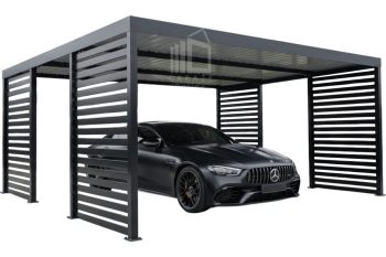 CarPort PREMIUM - wiata samochodowa 5,8x5,5 - antracyt - dodatkowa zabudowa ID1174