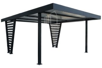 Carport V PREMIUM 4,8x5m - Wypełnienie panelami - Wiata samochodowa - antracyt ID1188