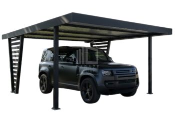Carport V PREMIUM 4x4,5m - Wypełnienie panelami - Wiata samochodowa - antracyt ID1189