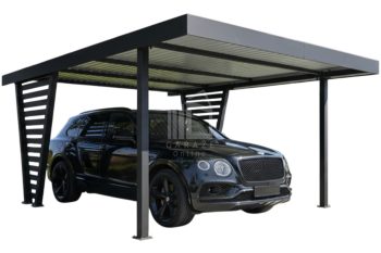 Carport V PREMIUM 4x4,7m - Wypełnienie panelami - Wiata samochodowa - antracyt ID1190