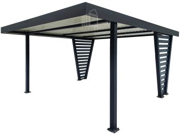Carport V PREMIUM 4x5m - Wypełnienie panelami - Wiata samochodowa - antracyt ID1191