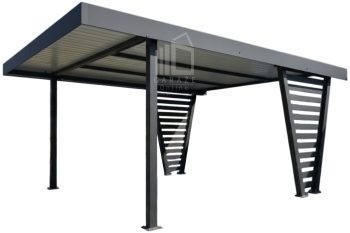 Carport V PREMIUM 4x5m - Wypełnienie panelami - Wiata samochodowa - antracyt ID1192